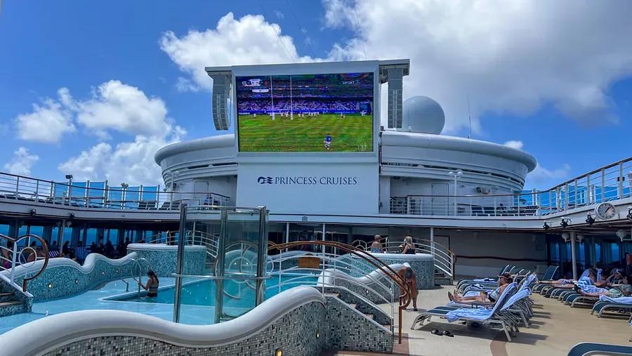 A huge screen on board Princess Cruises
