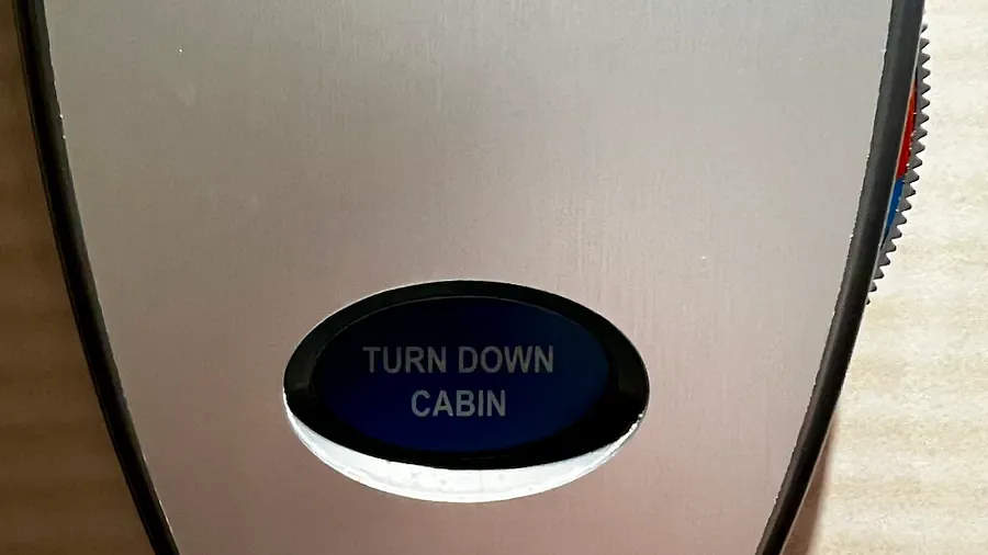 A cruise door dial reading Turn Down Cabin