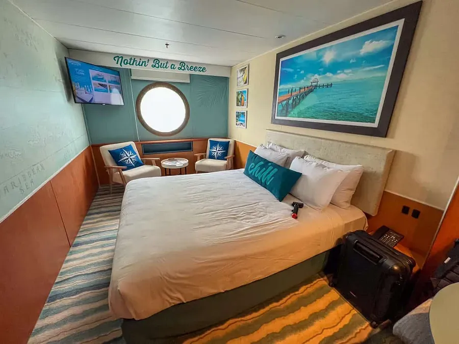 An ocean view cabin on Margaritaville at Sea 