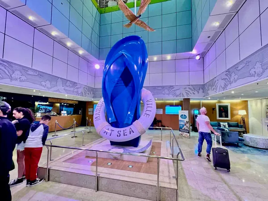 A blue flip flop on board Margaritaville at Sea Paradise