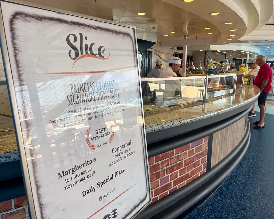A menu for a pizza restaurant on a Princess Cruise
