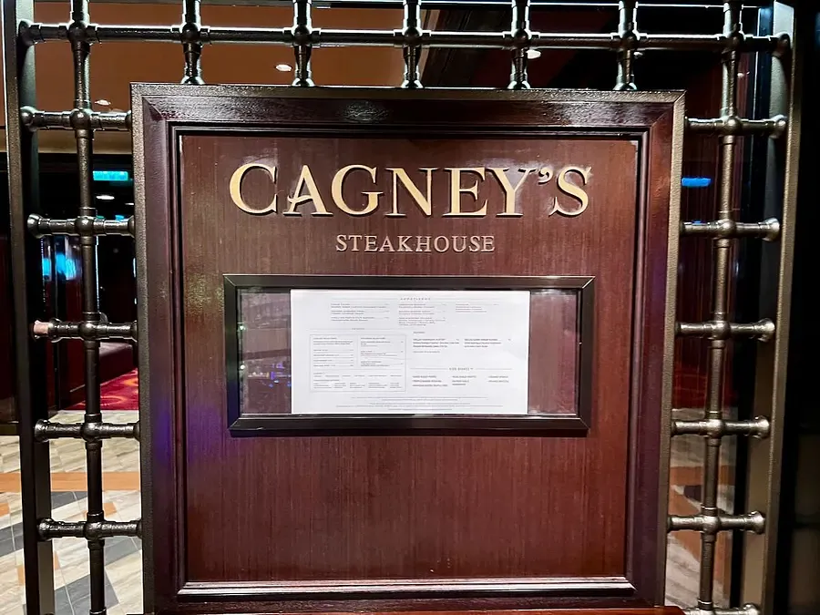 The sign for Cagney's restaurant on the cruise ship Norwegian Epic