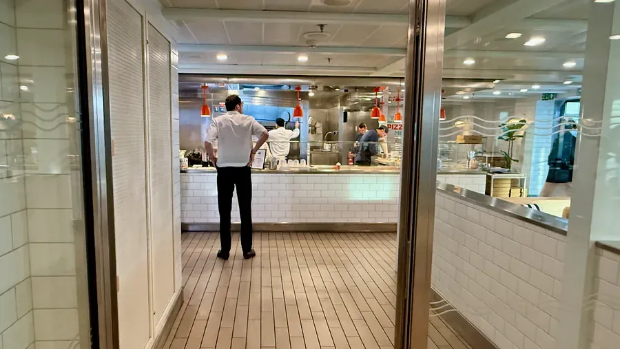 Entrance to the Pizza Place on Scarlet Lady