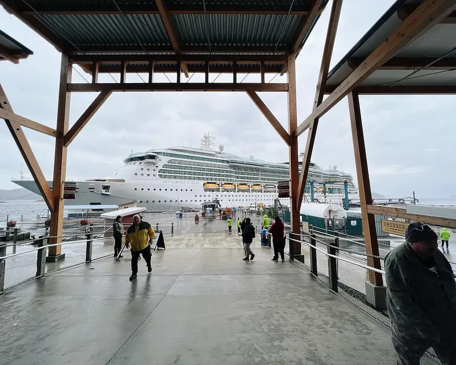 View of a Royal Caribbean ship from Sitka Sound Cruise Terminal