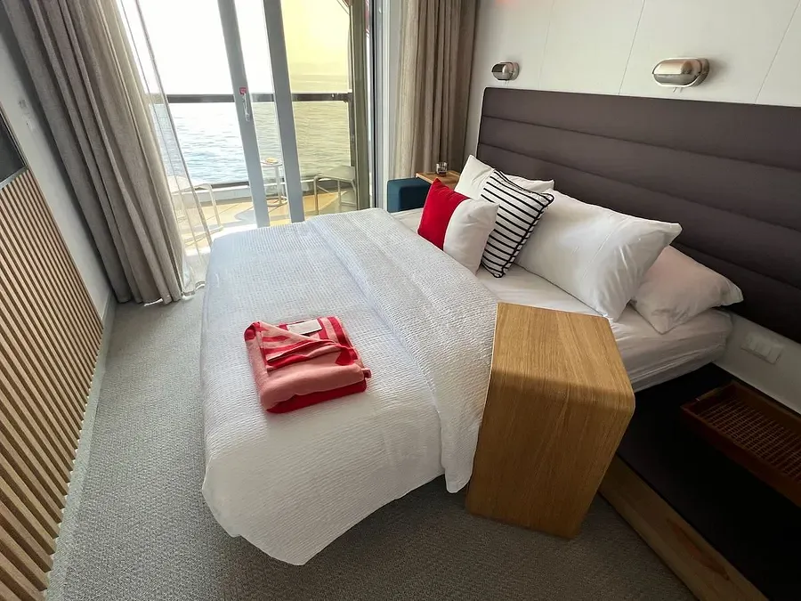 A Sea Terrace (Balcony) Cabin on Resilient Lady, Virgin Voyages