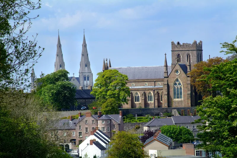 Armagh city skyline with the two St Patrick's cathedrals