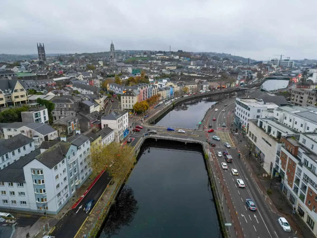 Aerial view of Cork city and the River Lee