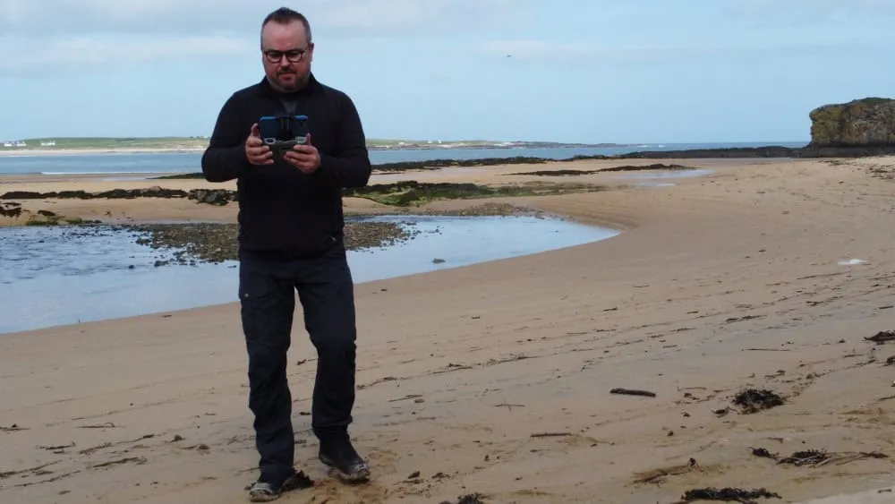 Patrick with a drone at Tullagh Strand 