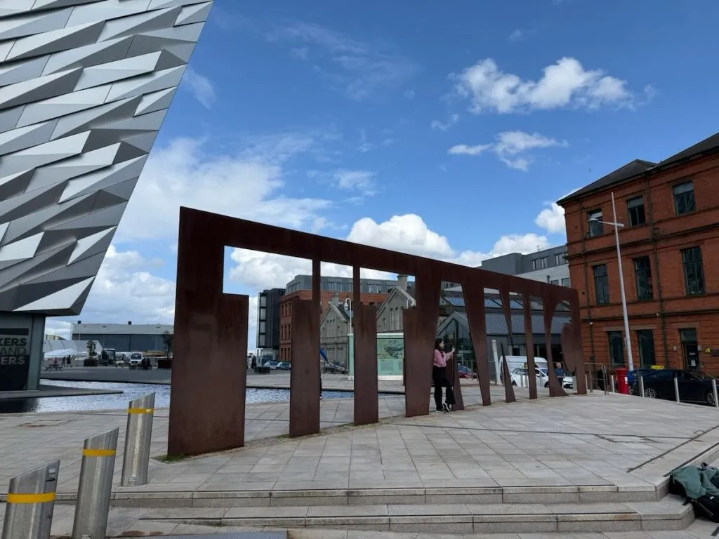 The Titanic sign outside the Titanic Museum in Belfast