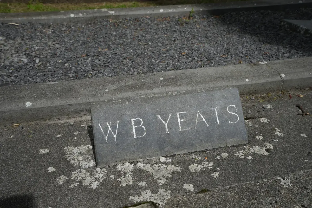 The flat stone marking W.B. Yeats's grave at Drumcliffe, carved with his name