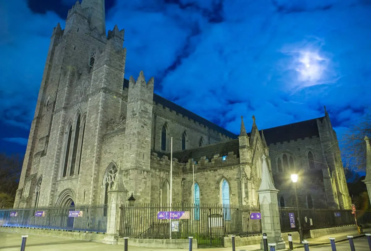 St Patrick's Cathedral, Dublin, at night - Courtesy Failte Ireland