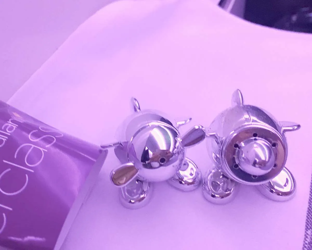 The famous silver salt and pepper shaker of Virgin Atlantic 