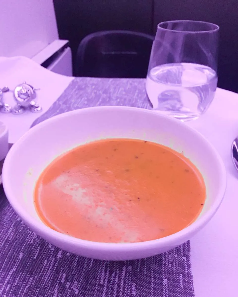 Virgin Atlantic's tomato and basil soup 