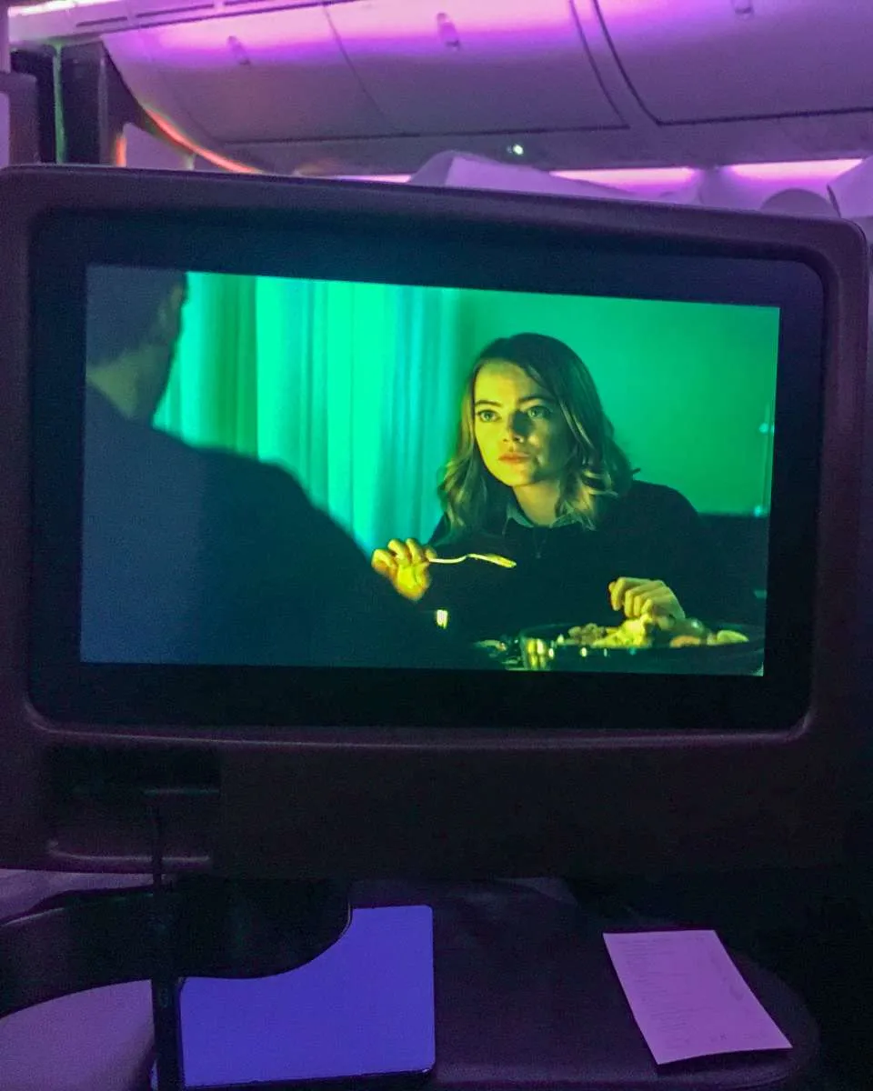 The large enterntainment screen in Upper Class 