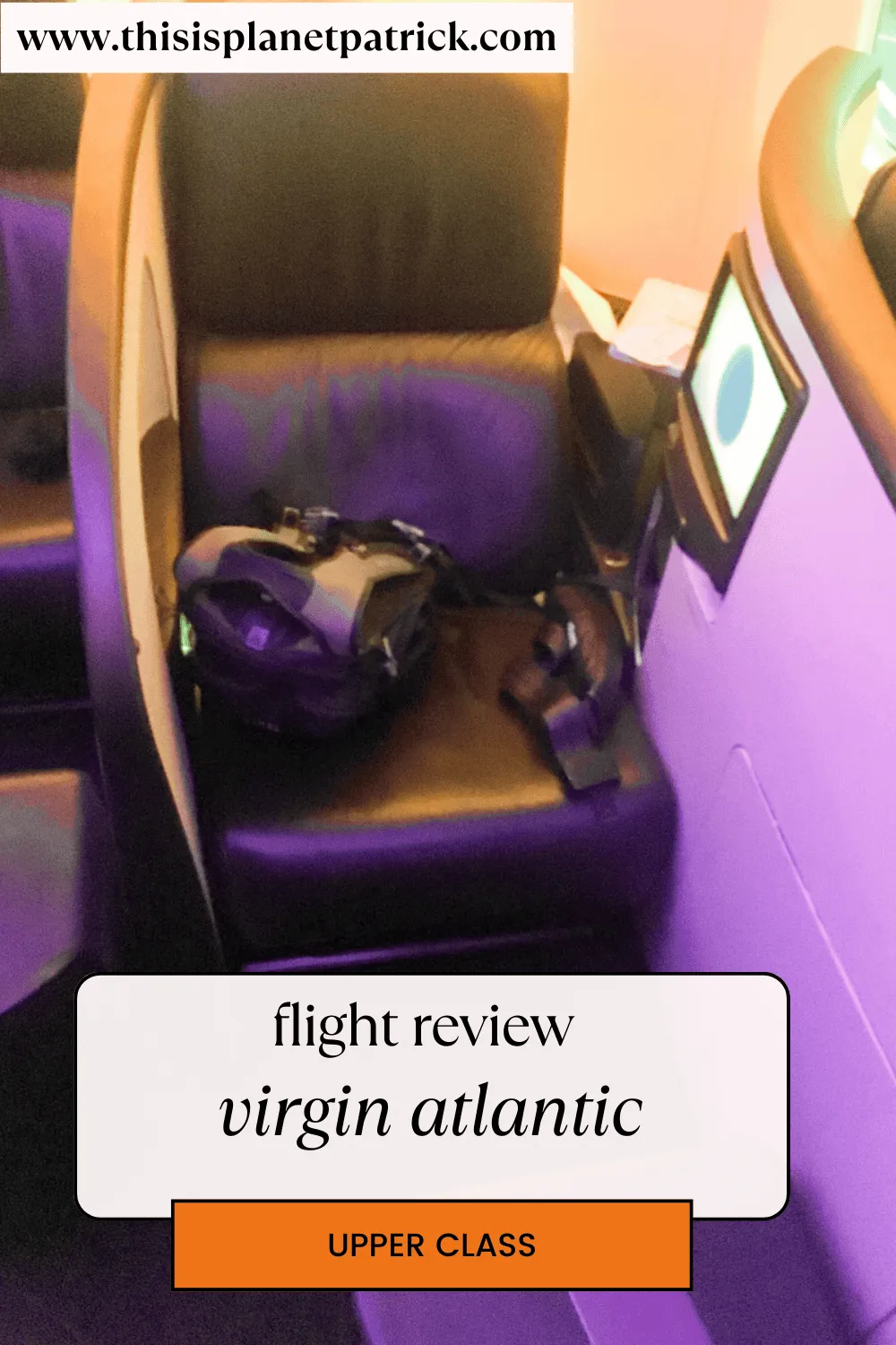 The seat on board a Virgin Atlantic plane 