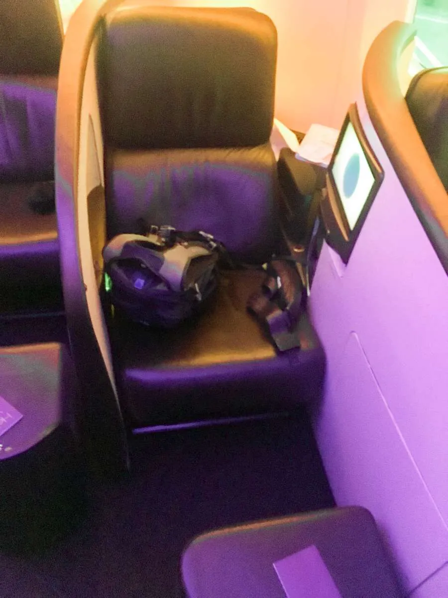 An Upper Class seat on board a Virgin Atlantic plane 