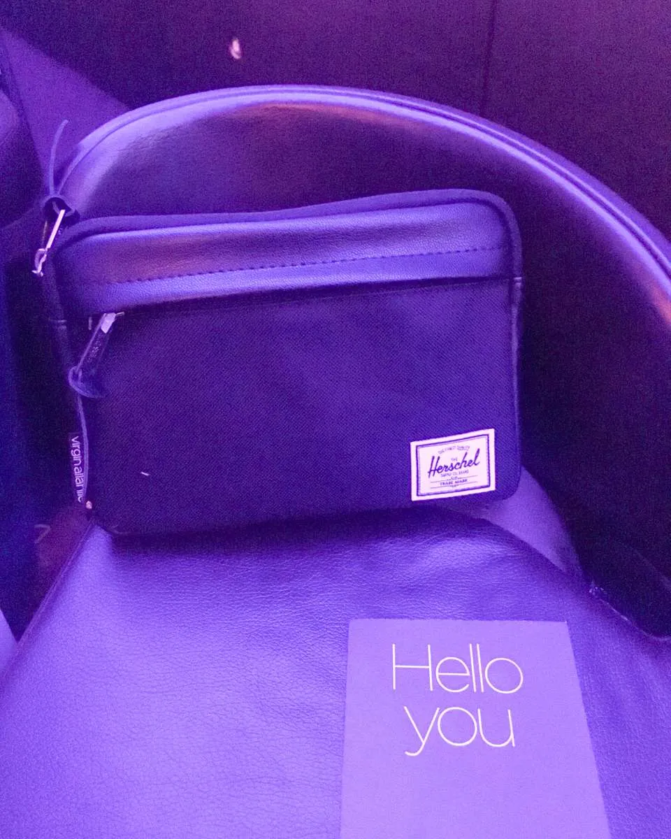 The free amenity kit in Virgin Atlantic Upper Class 