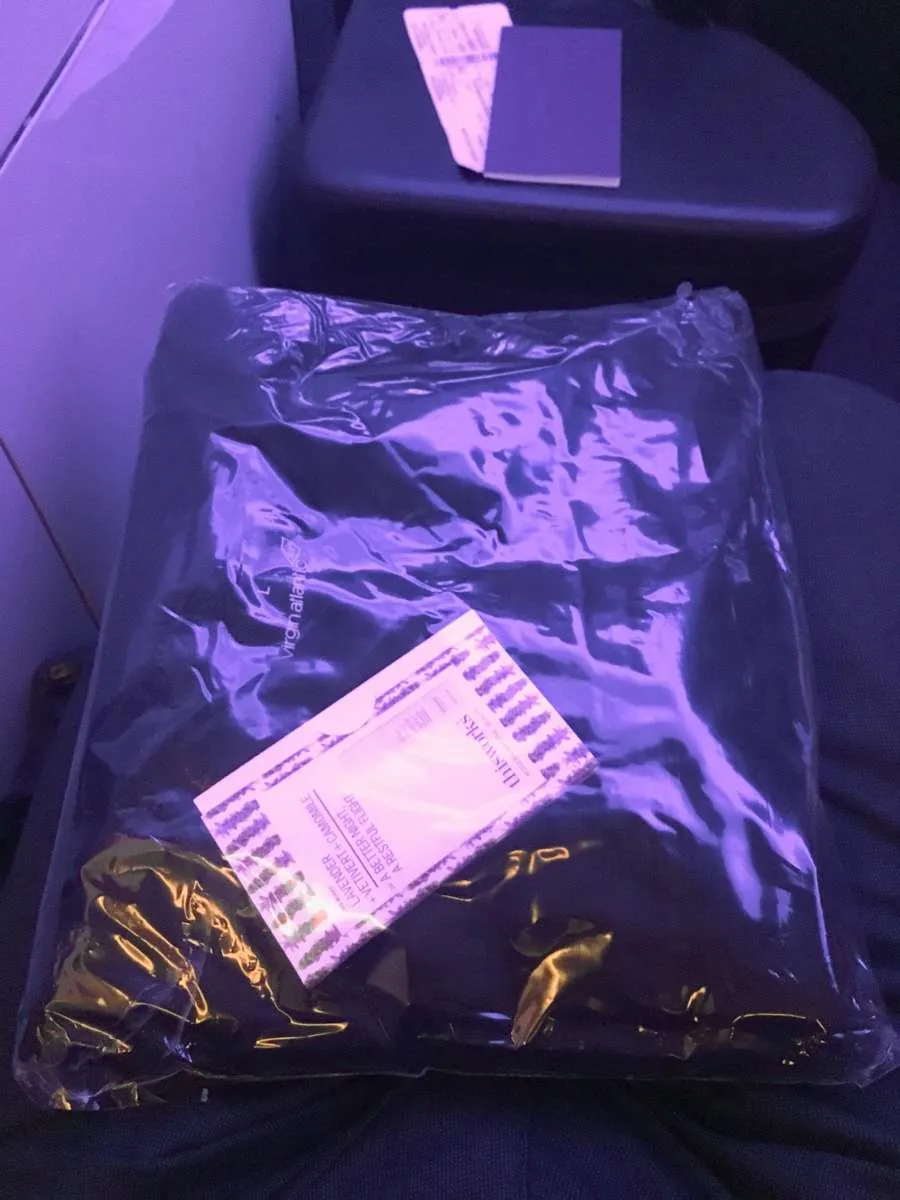 A set of Virgin Atlantic pyjamas 