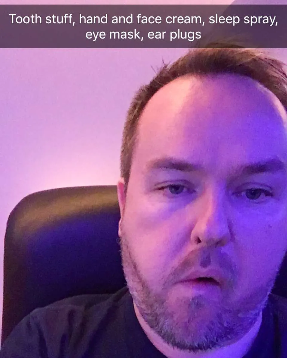 Patrick shown in Upper Class on Virgin Atlantic 