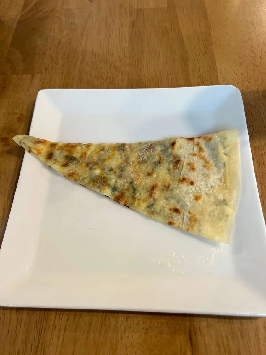 A garlic butter flatbread at Turkish Airlines Lounge in Istanbul 