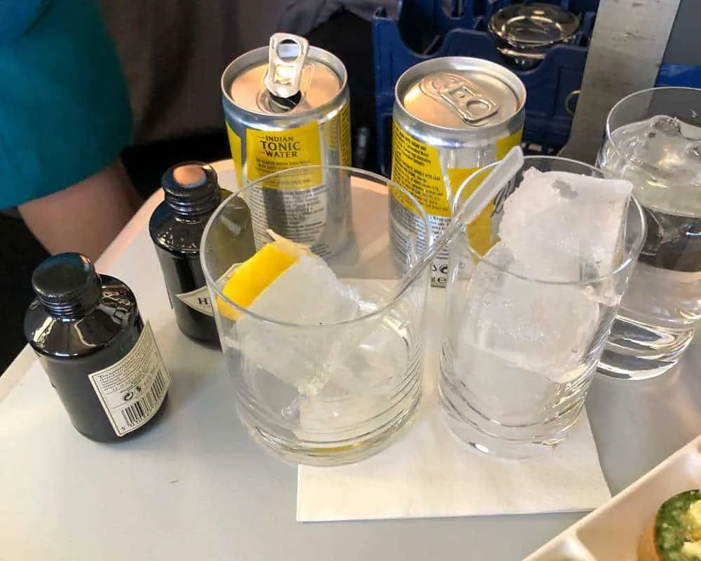 Aer Lingus drink options - gin and tonic