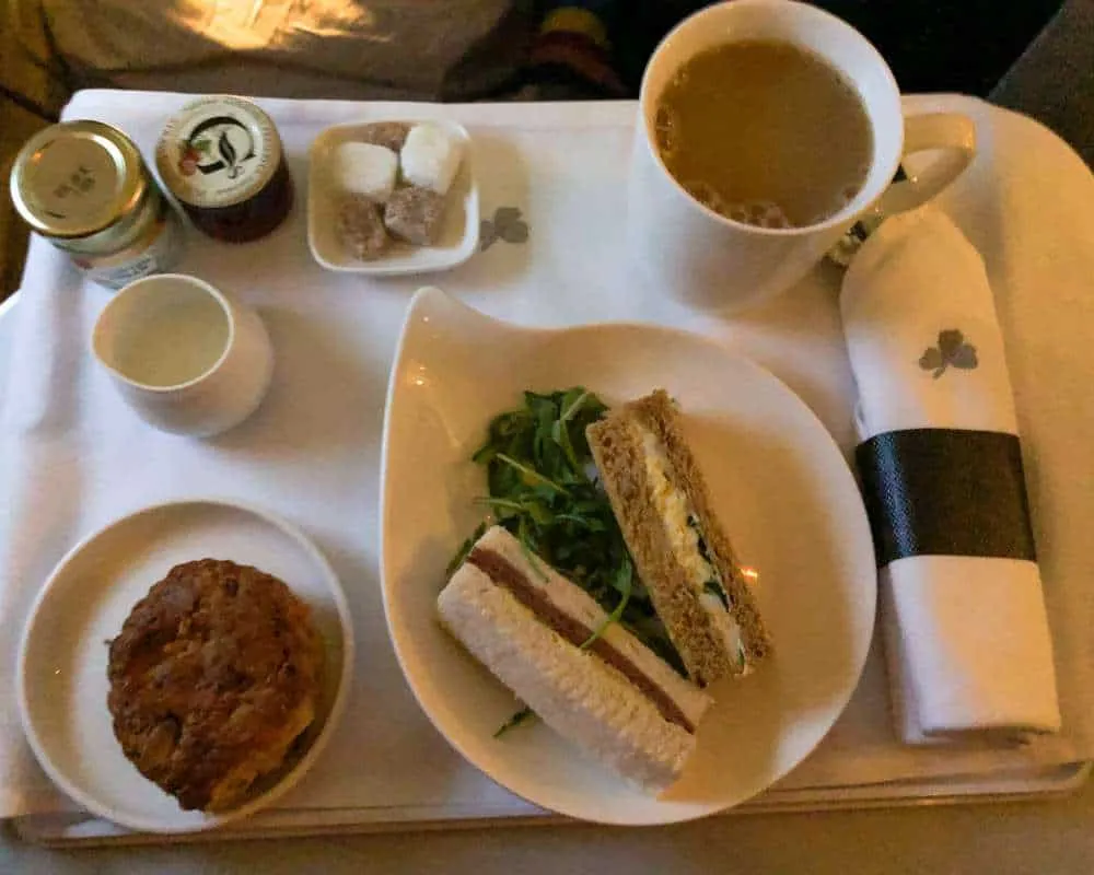 Aer Lingus food options - sandwiches and scone