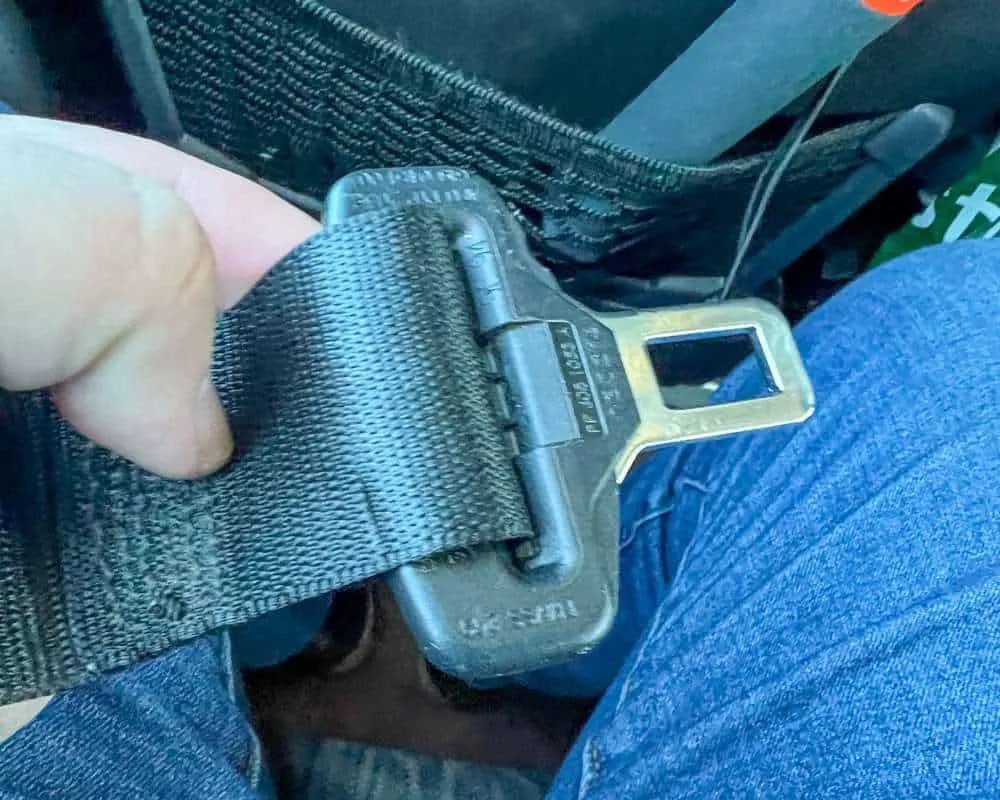 A bus seat belt 