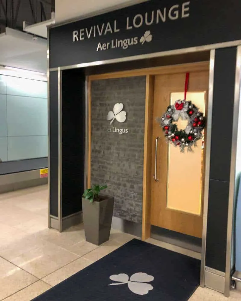The entrance to the Aer Lingus Revival Lounge at Dublin Airport