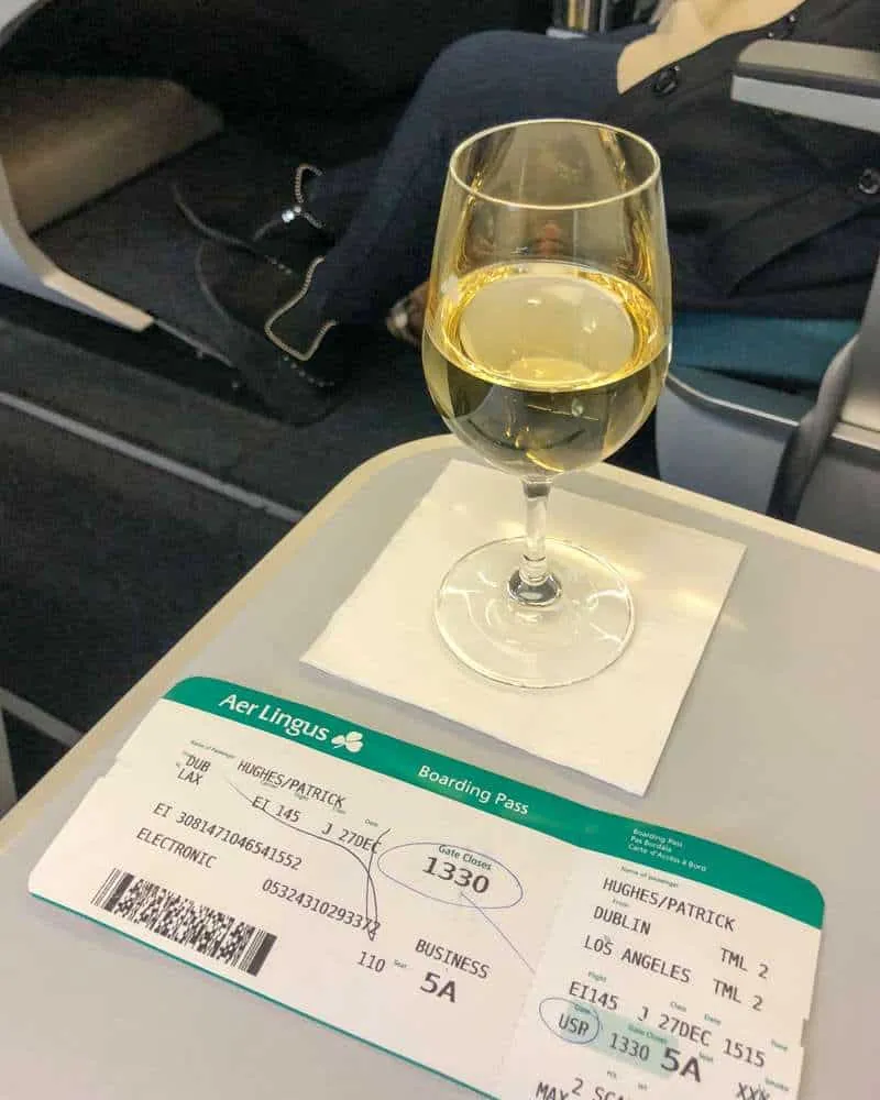 A glass of champagne in the Aer Lingus Airbus 