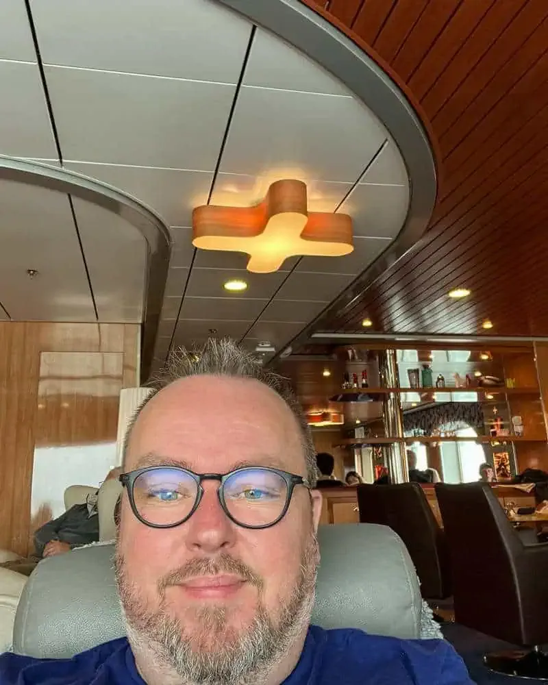 Patrick looking comfortable in the Stena Plus Lounge 