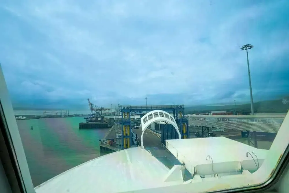 The view from the Stena Plus Lounge as the ferry leaves Belfast Port 