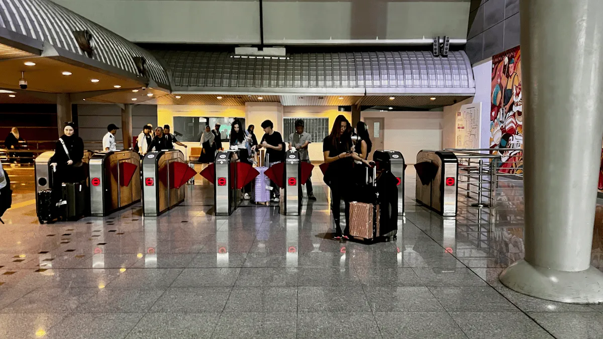 Ticket barriers for the train at KUL Airport