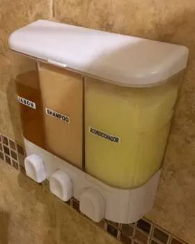Hygiene products at an airport lounge 