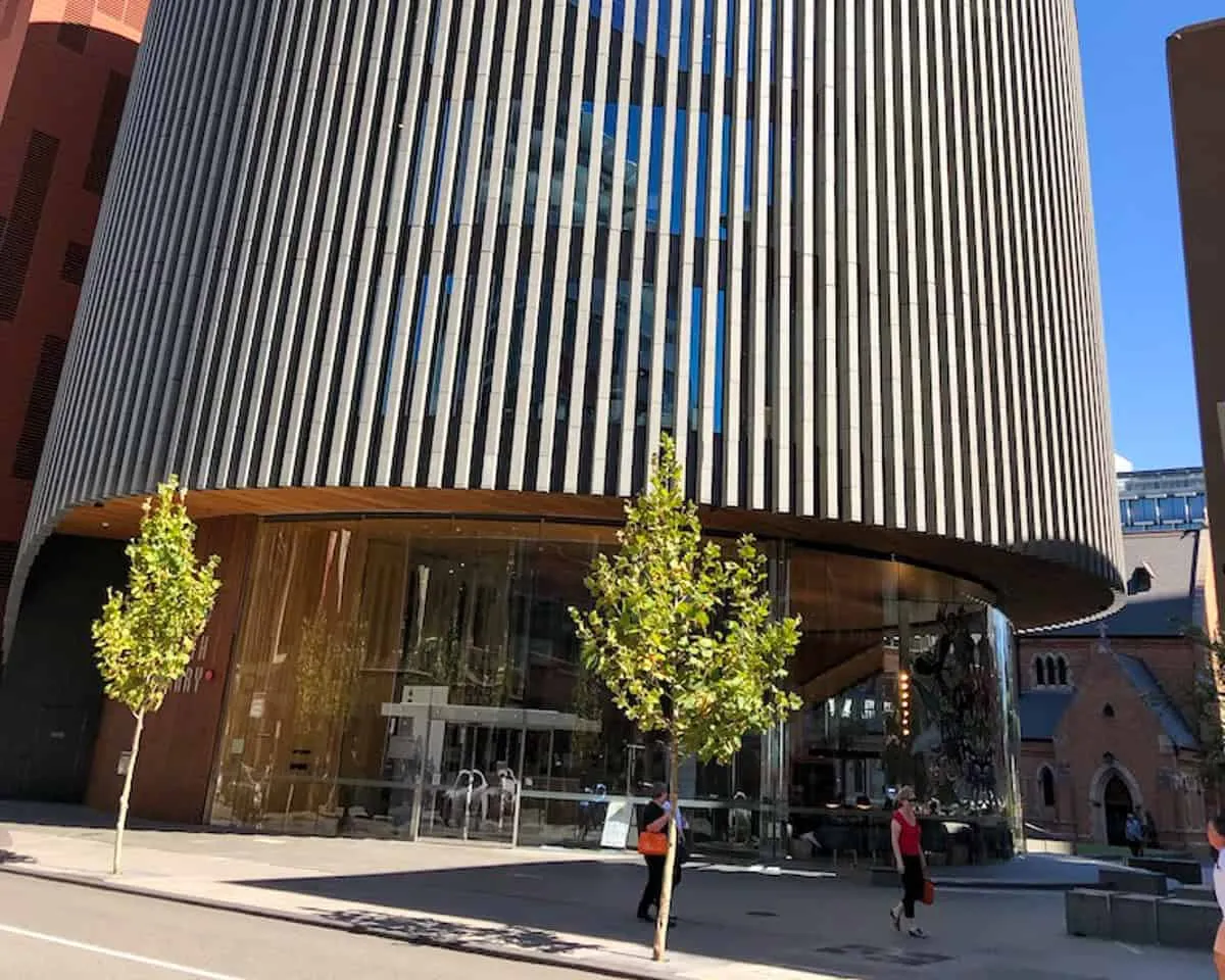 Perth Library in Australia with an interesting vertical lined frontage