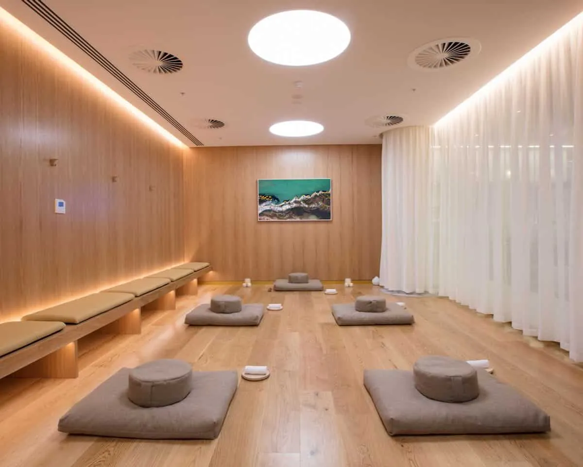 A yoga studio at Perth Qantas Lounge