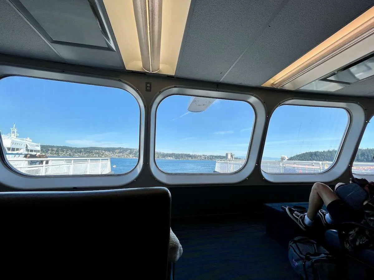 A view of Departure Bay through the BC Ferries front windows 