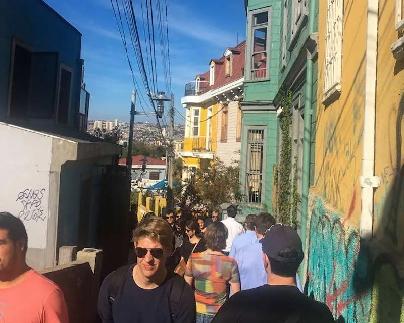 A busy street in Valparaiso