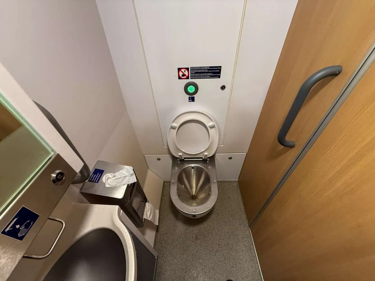 Toilet facilities in the first class carriage of an ICE train in Germany