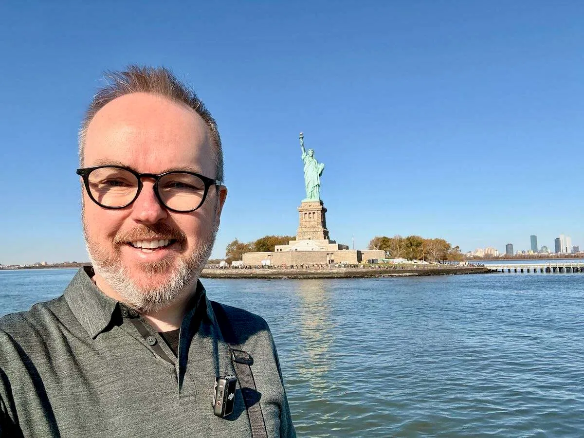 Patrick Hughes from Planet Patrick at the Statue of Liberty