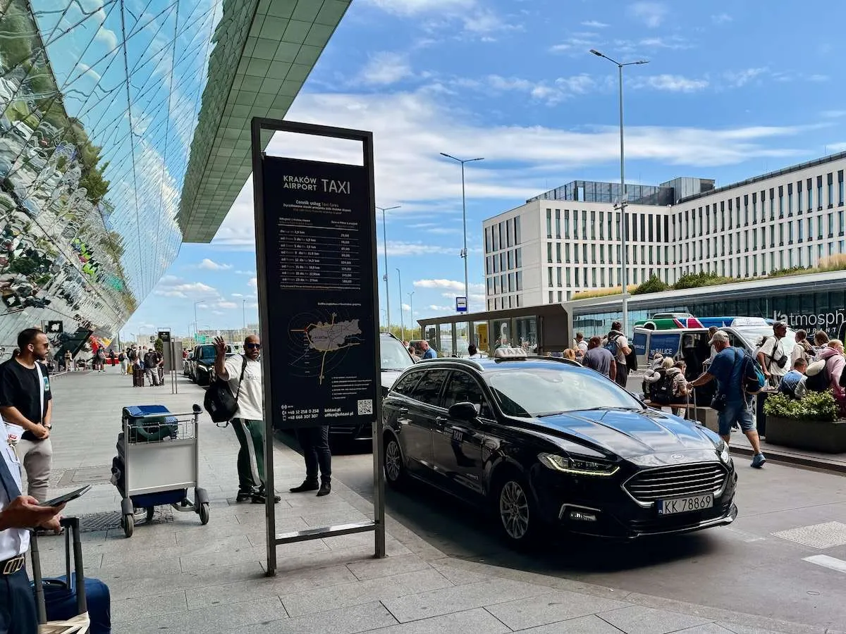 The taxi line at Krakow Airport