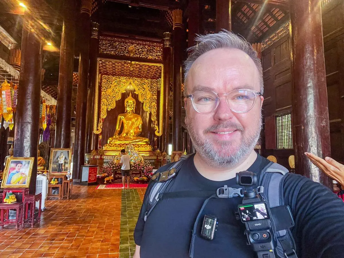Patrick Hughes in a temple in Chiang Mai, Thailand