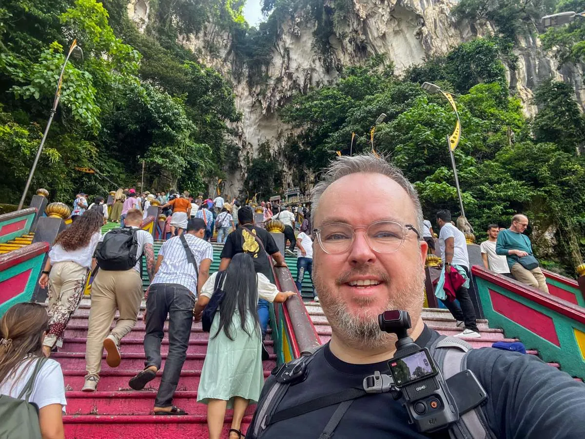 Patrick Hughes at Batu Caves in Malaysia
