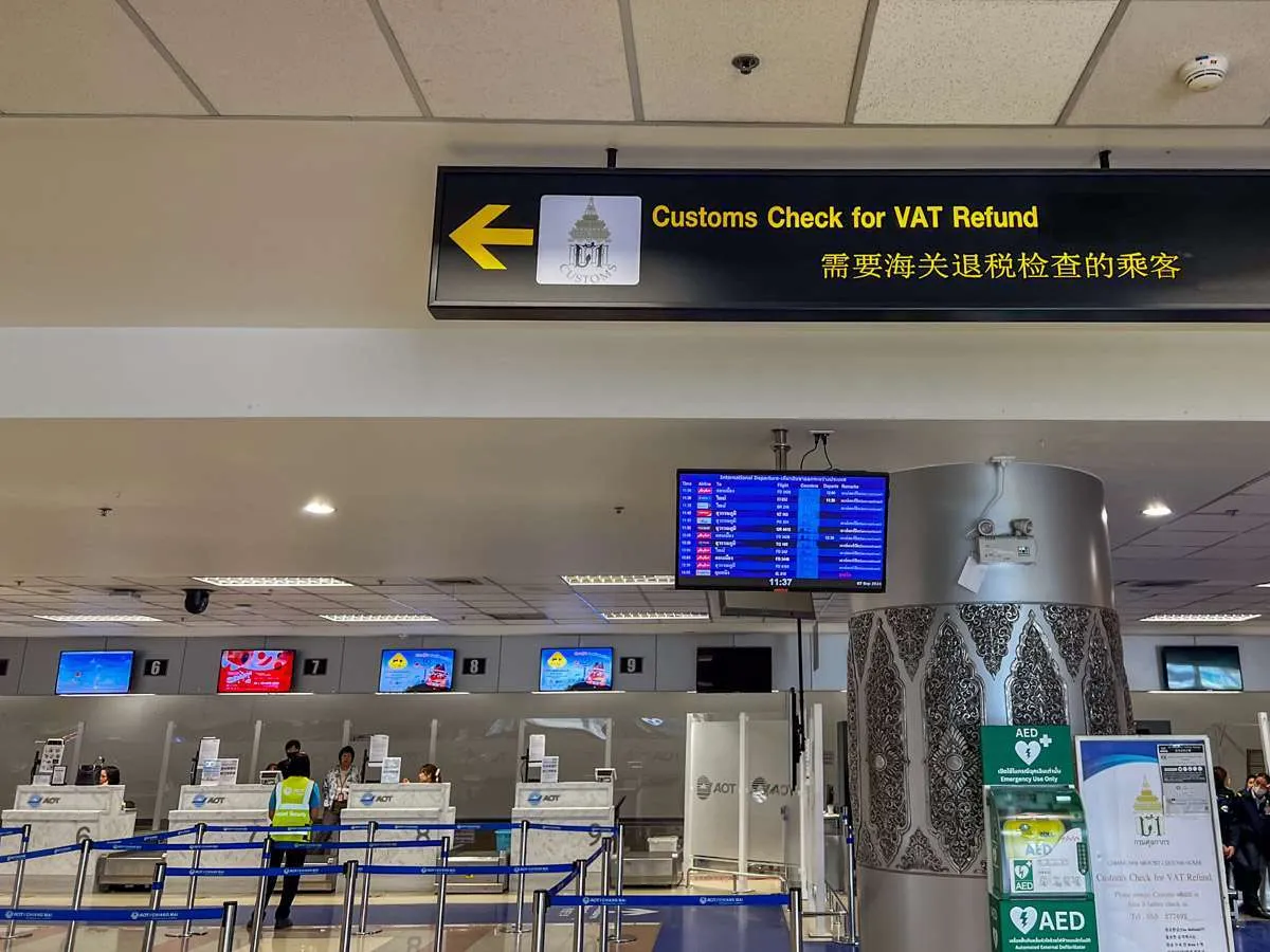 Sign reading "VAT Refund" at Chiang Mai Airport
