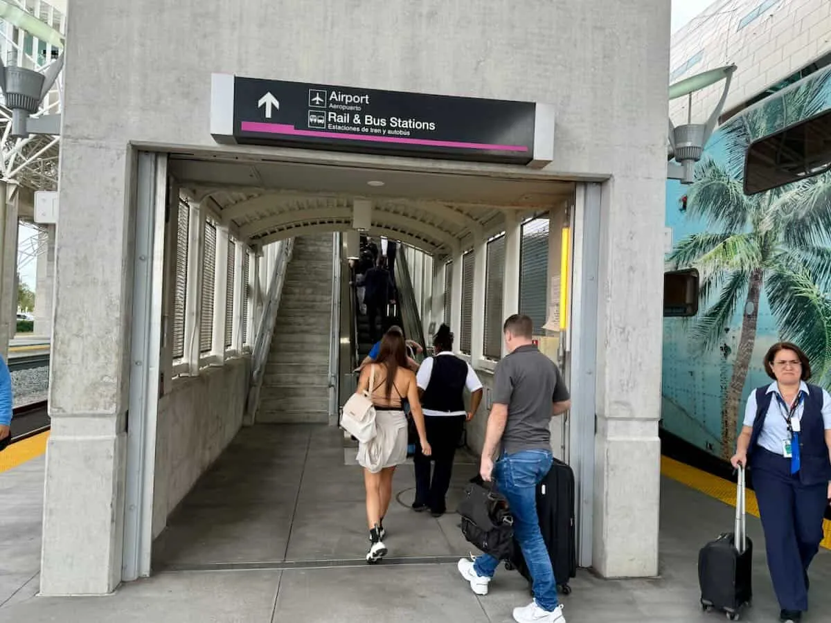 Signage for Miami Airport at the MIA train station 