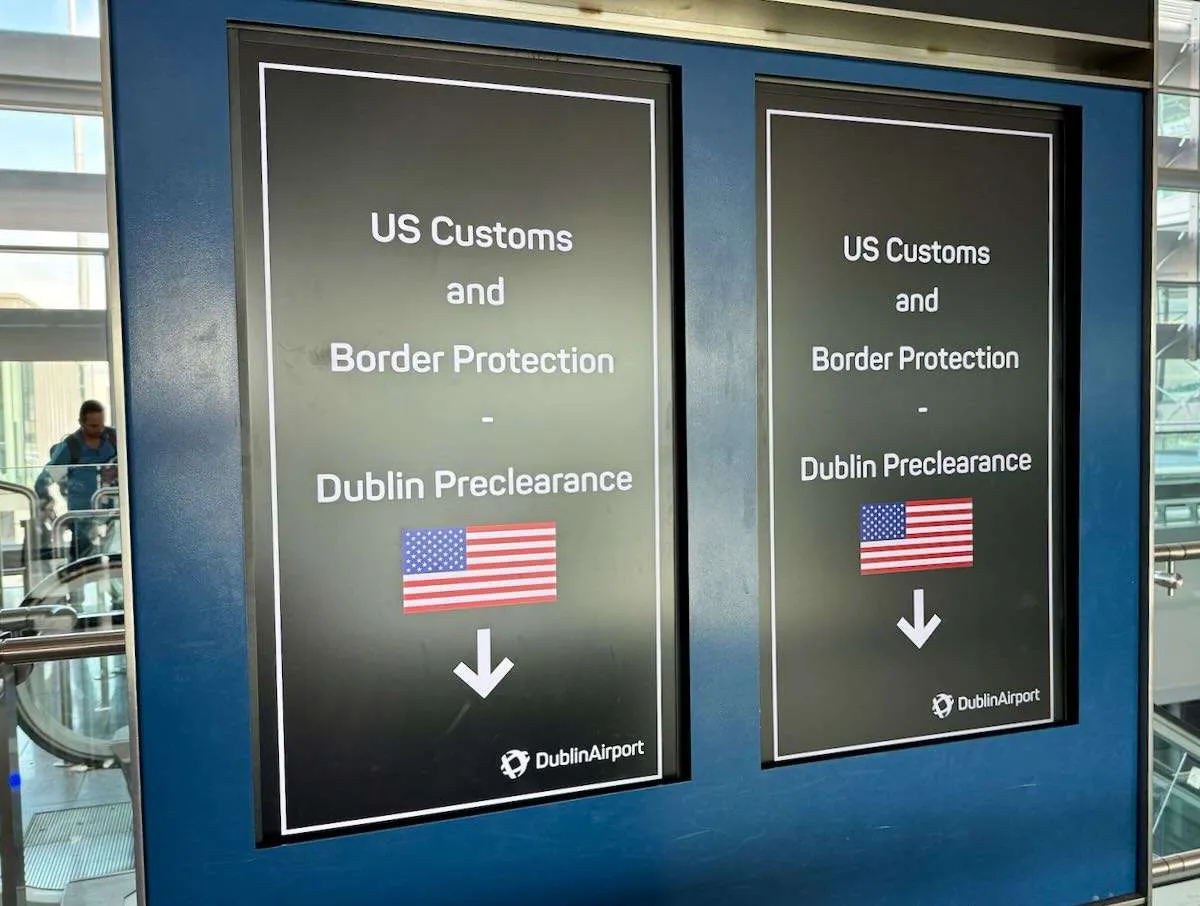 US Pre-Clearance sign at Dublin Airport