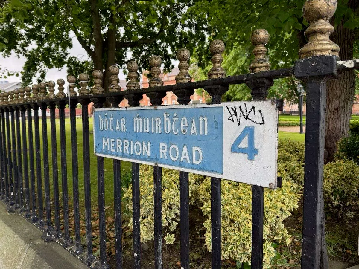 A sign reading Merrion Road
