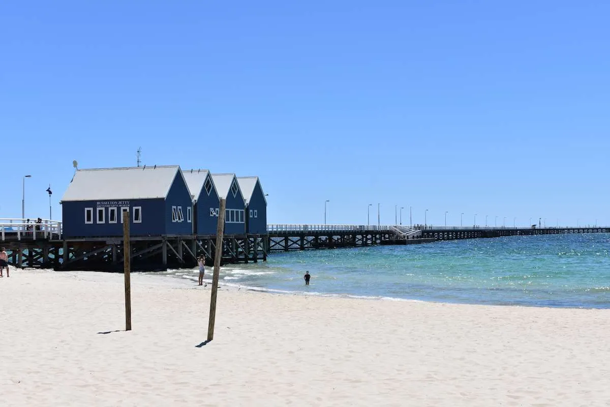 The beach and beach houses at Busselton WA