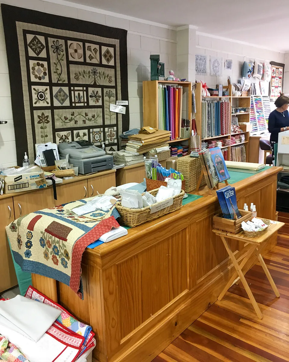 The fabric cutting table at Patchwork Passion