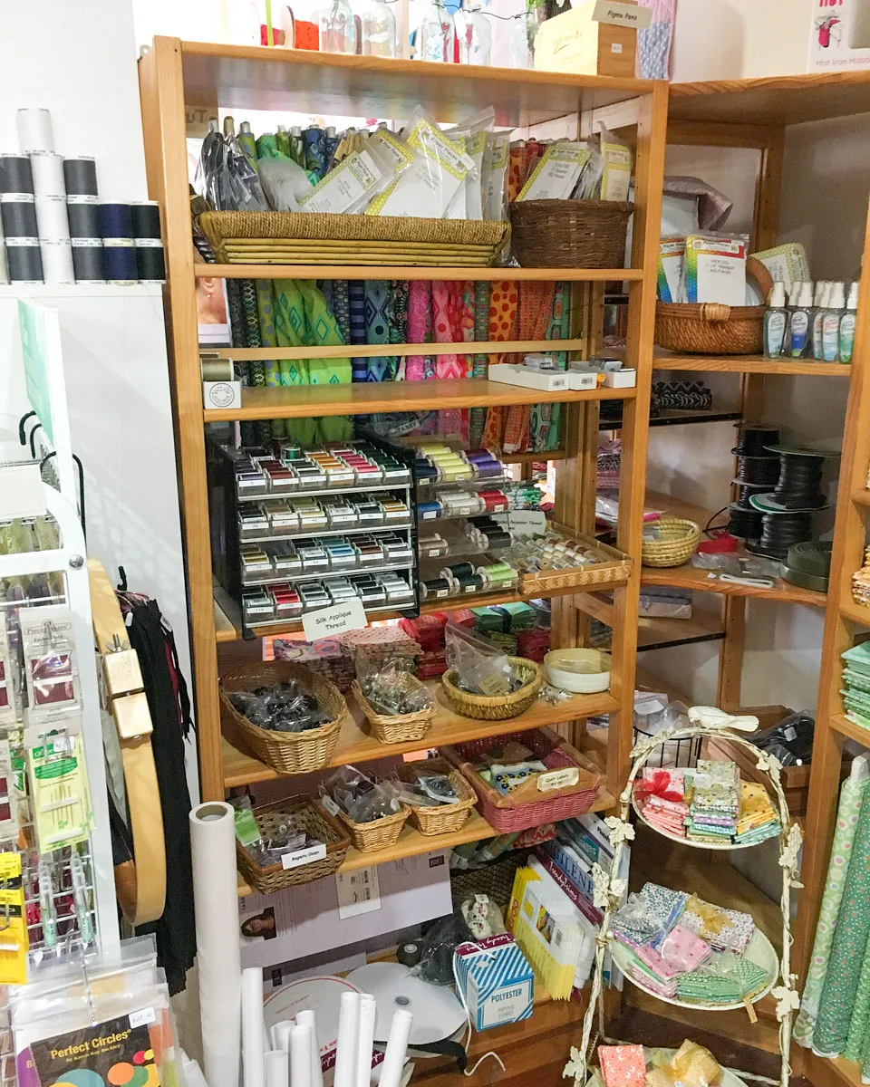 A display of quilting notions at Patchwork Passion
