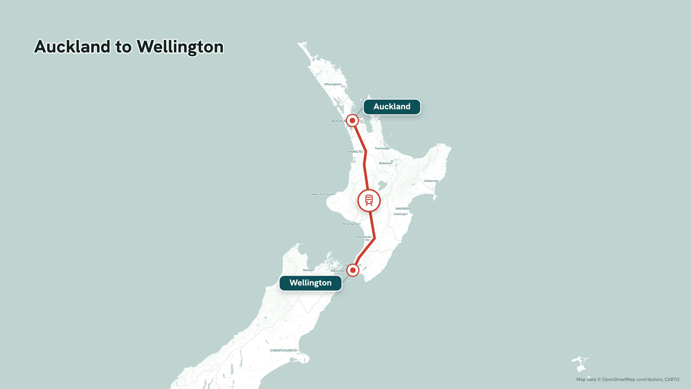 Rail route map: Auckland to Wellington on the Northern Explorer